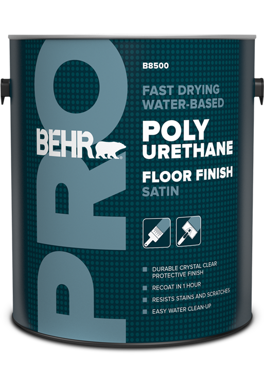 1 gallon can of Behr Fast Drying Water Based Poly Urethane Floor Finish satin, interior