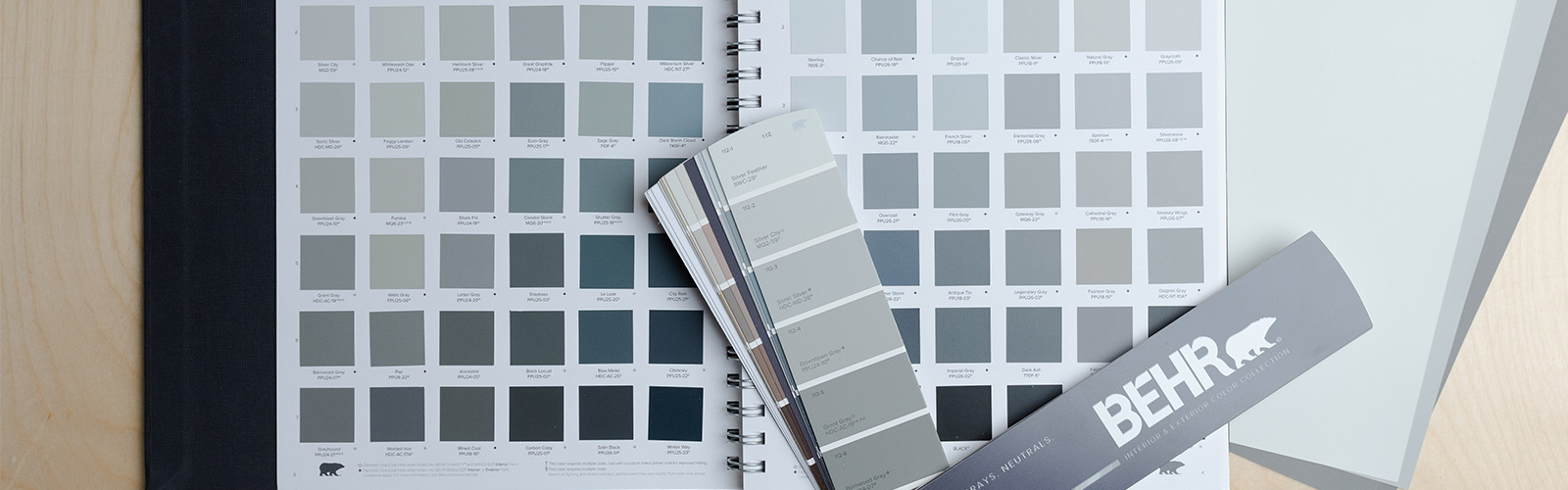 A large image of a BEHR Color Fan Deck with color book.