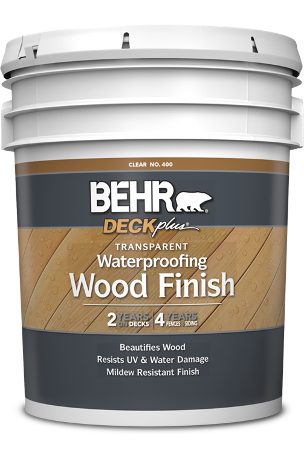 5 gal pail of Behr DeckPlus Transparent Waterproofing Wood Finish