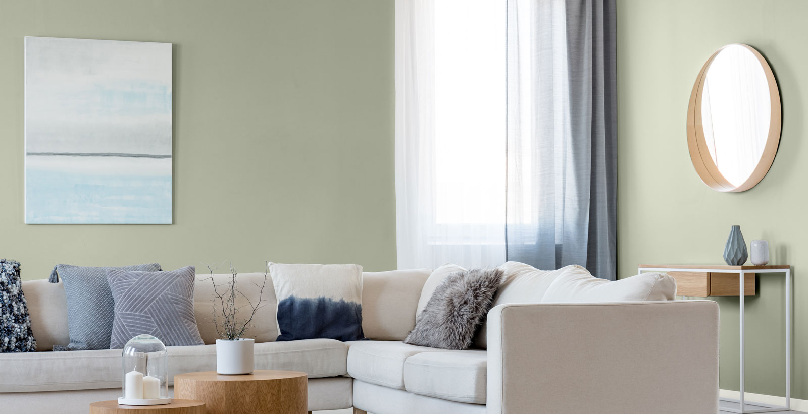 Green Breezy Living Room | Modern, Relaxed & Serene Living Room | Behr