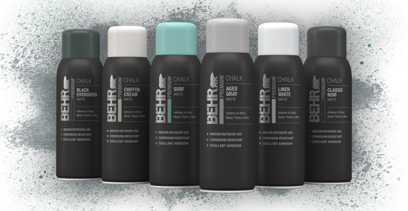 Behr Premium Chalk Decorative Spray Paint lineup