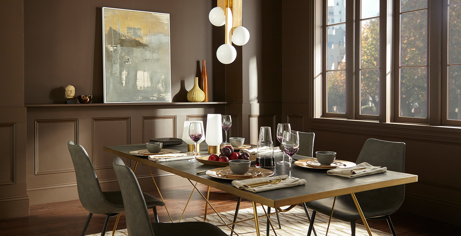 earthy looking dining room