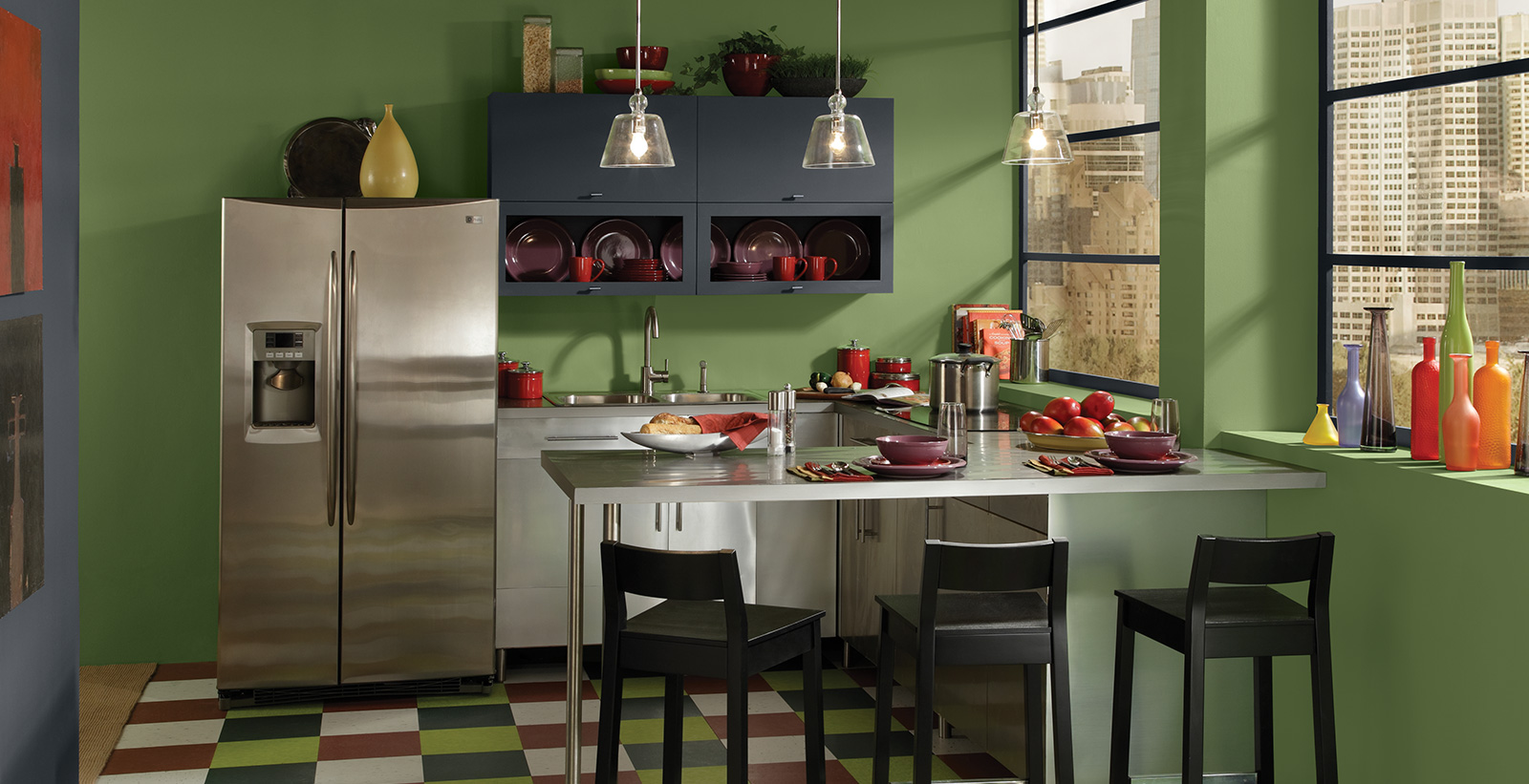 Colorful Scene Kitchen | Green Kitchen Gallery | Behr